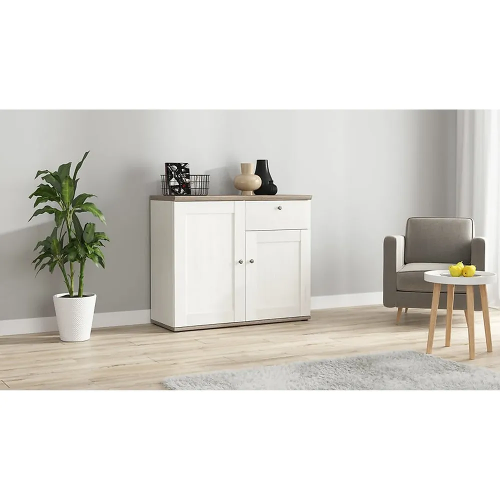 Comoda STOCKHOLM, alb andersen/stejar sonoma, PAL, 103x43x88 cm