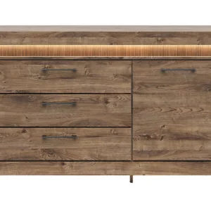 Comoda Torin cu 3 sertare si o usa, stejar, 45X157X93 cm