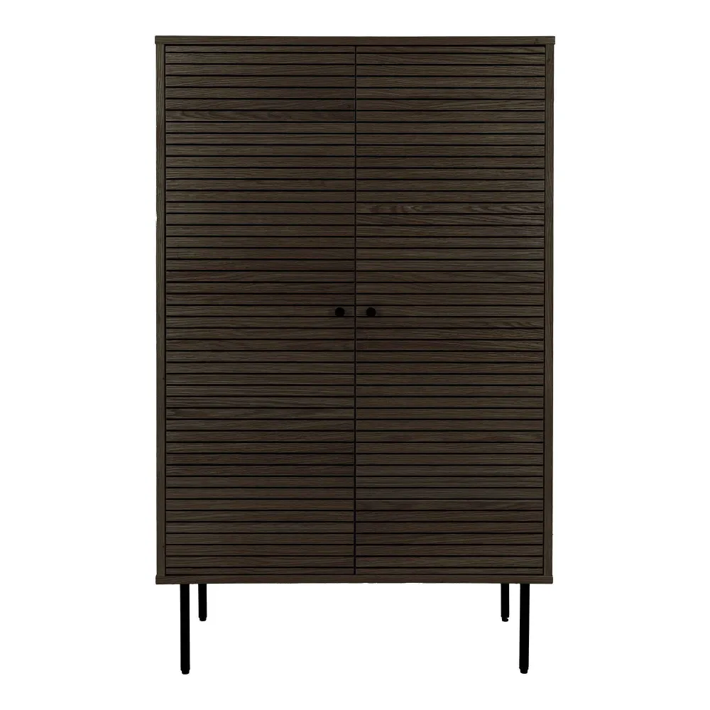 Kyoto Comoda cu 2 usi, furnir de stejar afumat, picioare metalice negre 80x40x130 cm