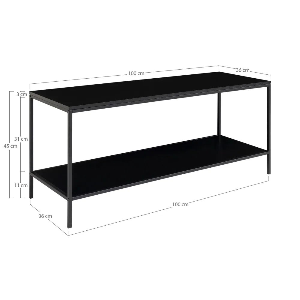 Comoda TV Vita neagra, cu 2 rafturi 100x36x45 cm