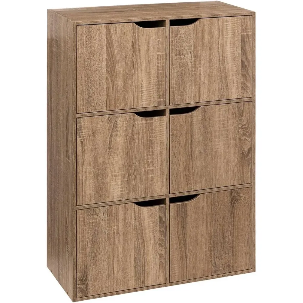 Comoda 5Five Mix n Modul, 6 compartimente, finisaj stejar, 67x32x101 cm, bej