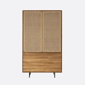 Comoda inalta, lemn solid tec, 4 usi Cora
