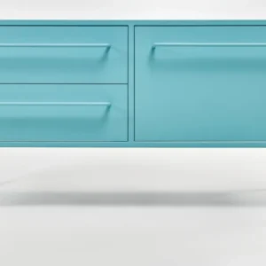 Comoda trei sertare, mdf vopsit, bleu turcoaz, colectia Ocean