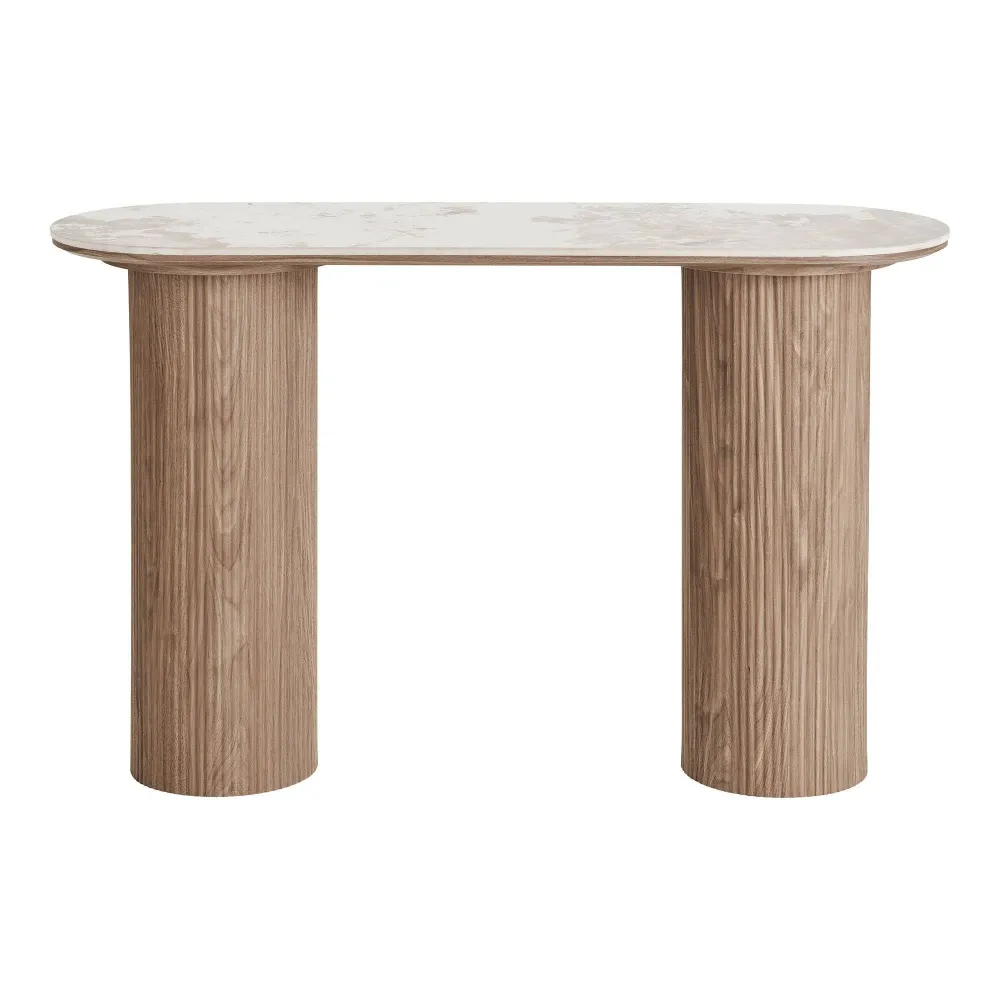 Consola Athens cu blat ceramic, alb/maro 40x120x78 cm