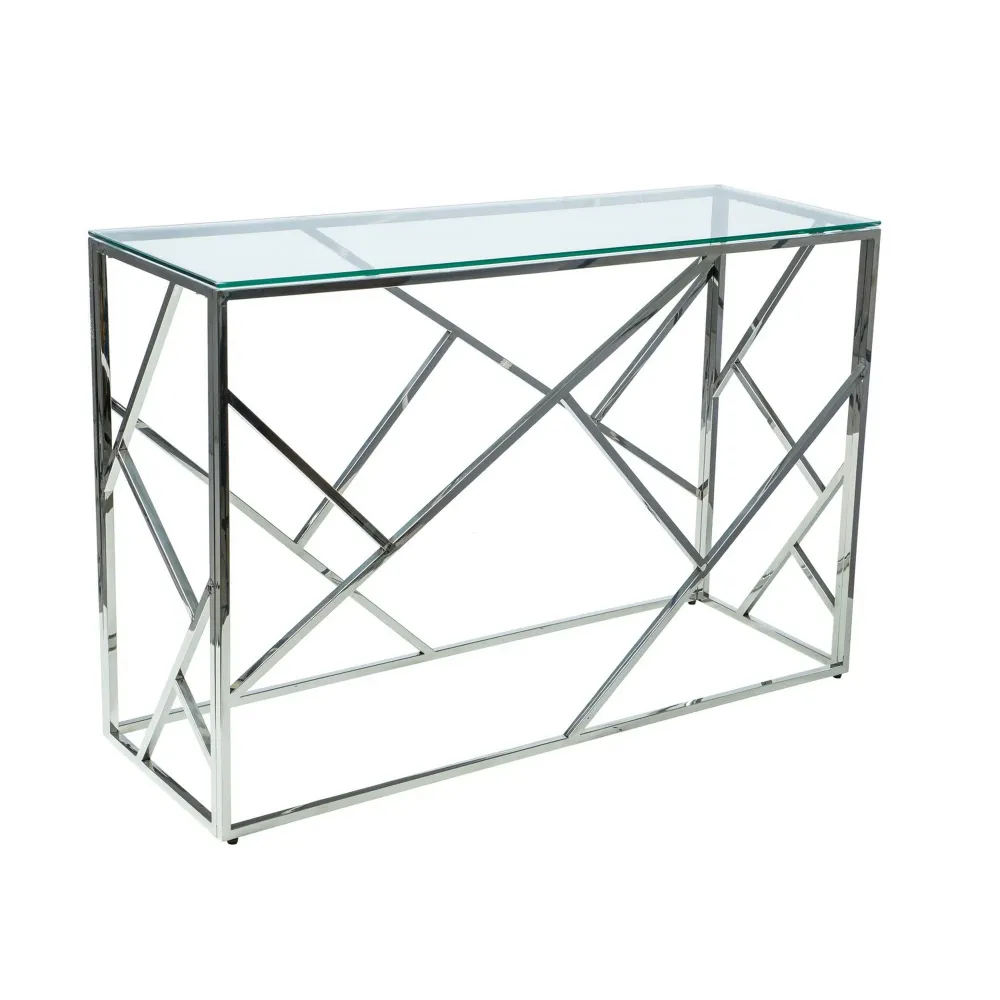 Masuta din metal si sticla argintie Escada C, 120X40X78