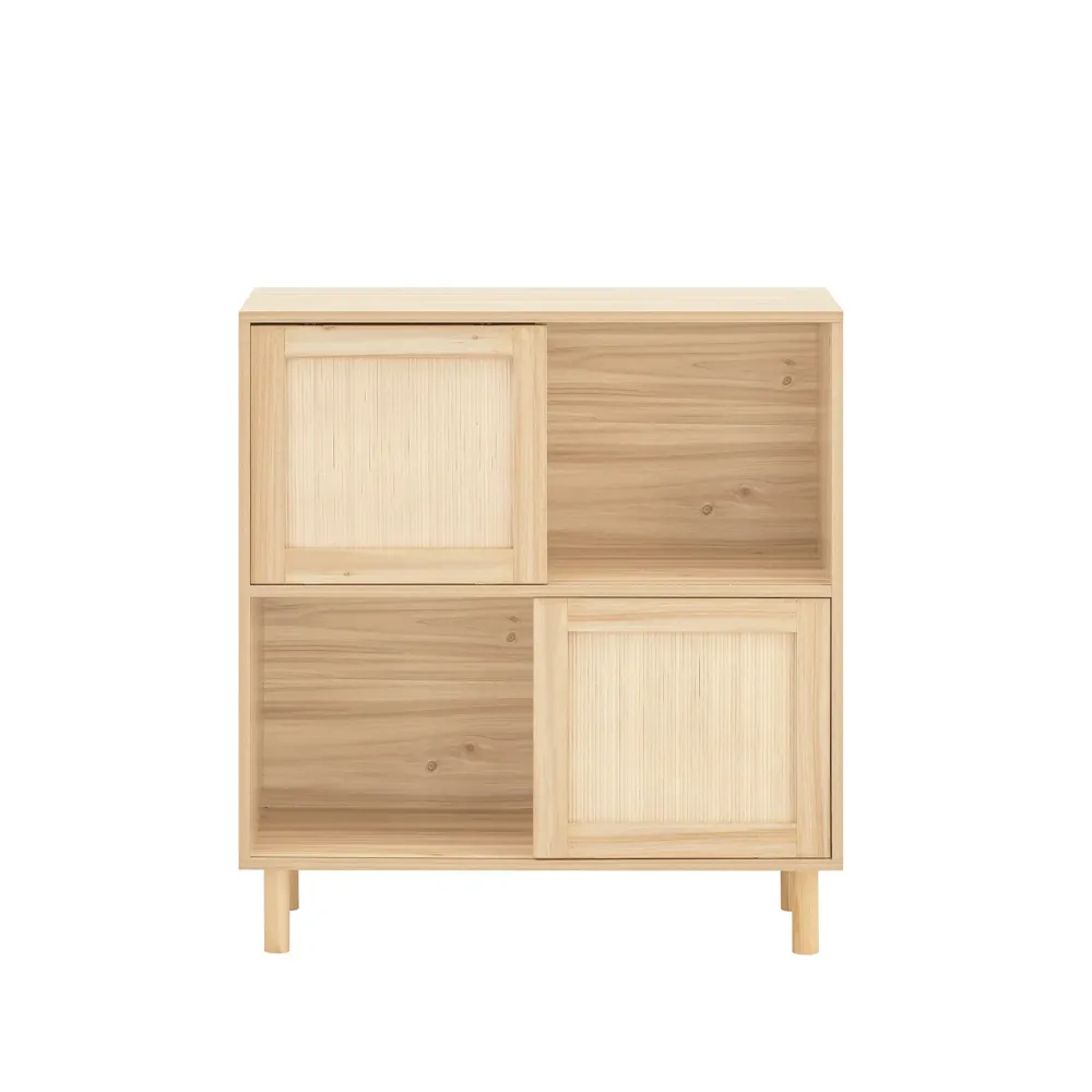 SoBuy Bufetă cu uși glisante din pin 80x35x87cm FSB87-N