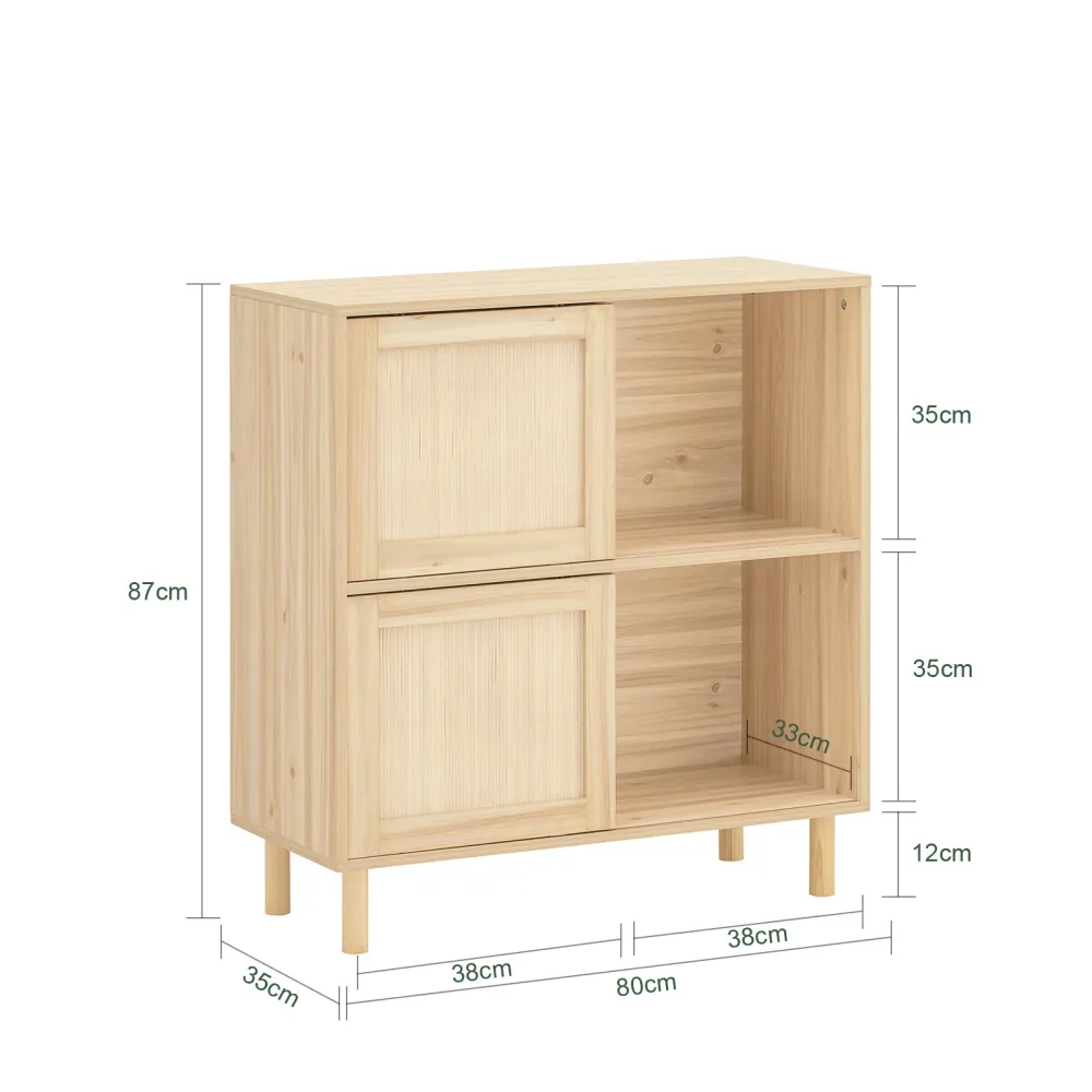 SoBuy Bufetă cu uși glisante din pin 80x35x87cm FSB87-N