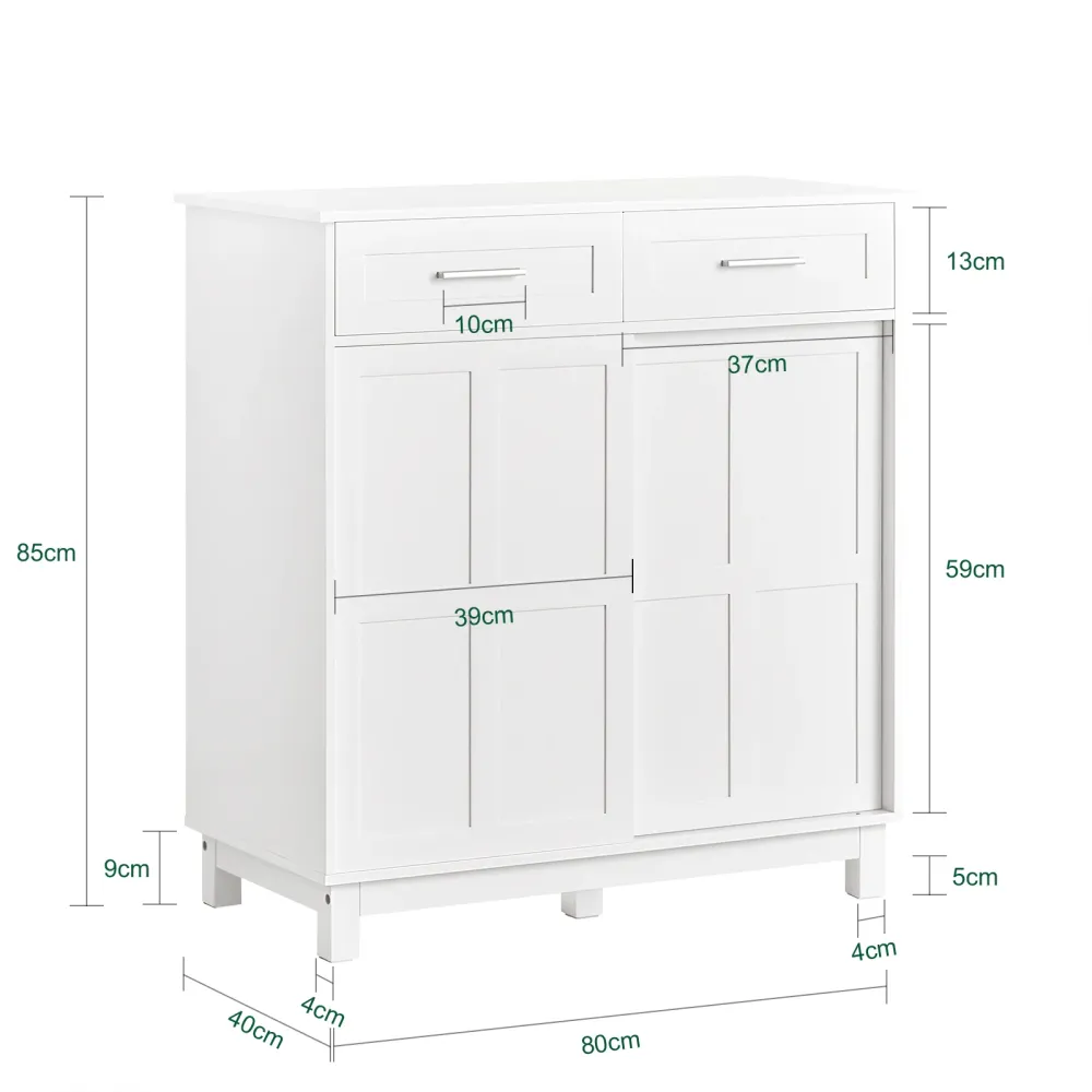 SoBuy FSB84-W Bufet cu usi glisante, Dulap bucatarie, Dulap living, Bufet Alb 80x40x85cm