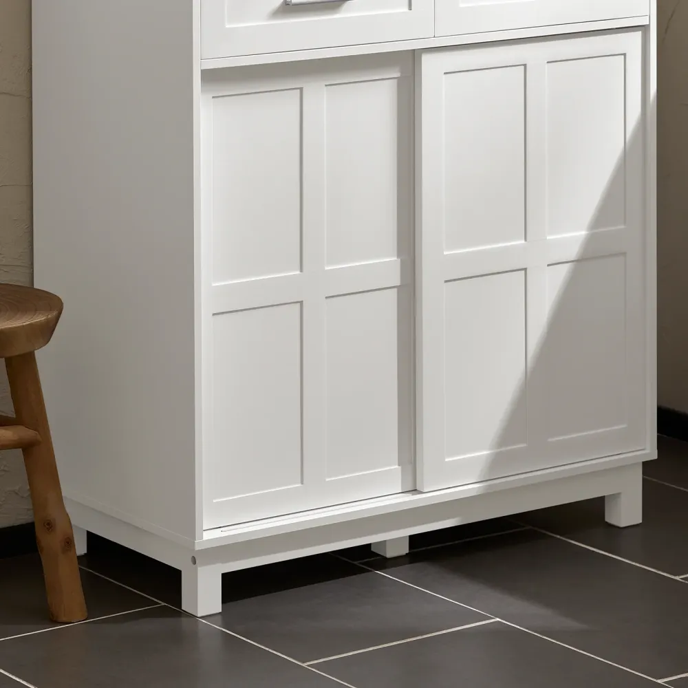 SoBuy FSB84-W Bufet cu usi glisante, Dulap bucatarie, Dulap living, Bufet Alb 80x40x85cm