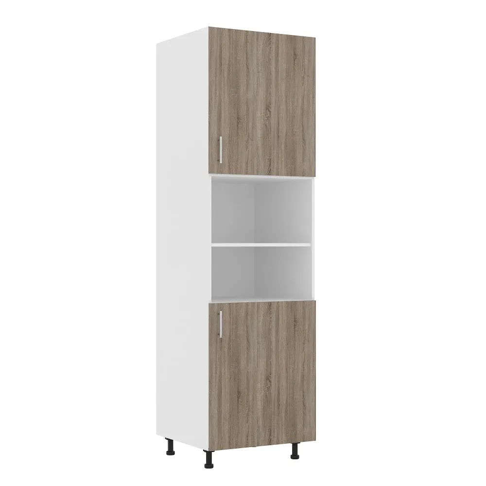 Corp haaus Turn Karo, 2 Usi, cu spatiu cuptor, Stejar Sonoma Inchis/Alb, 60 x 57 x 210 cm