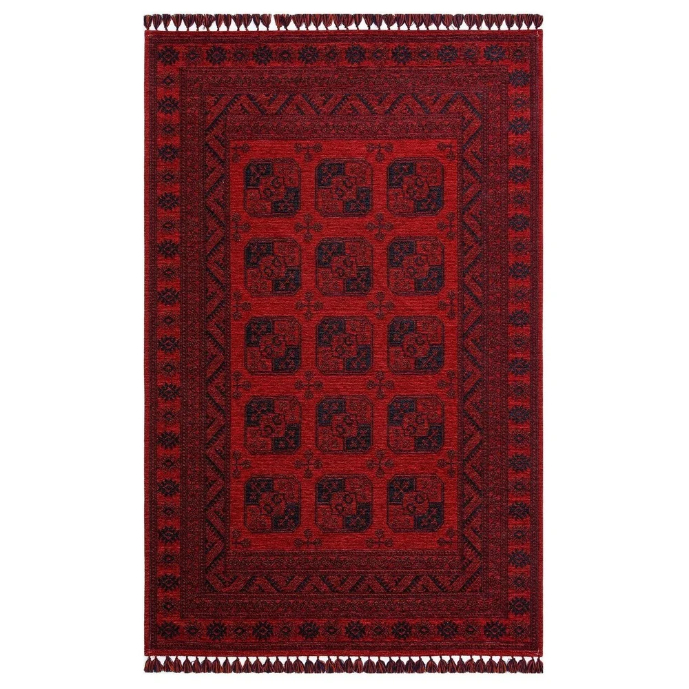 Covor de living / dormitor Maze Home BUHARI, Lavabil, Retro Oriental, Rosu, 120x180 cm