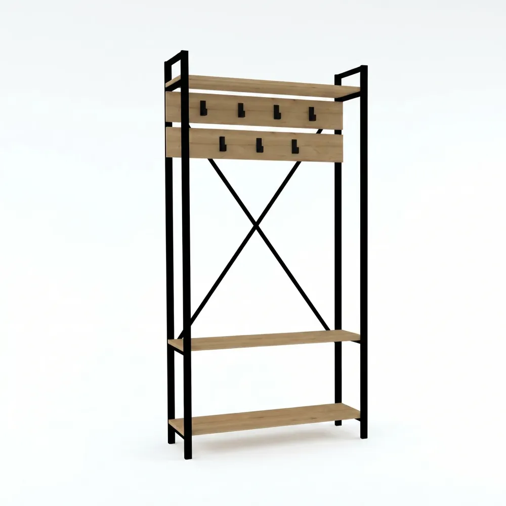 Cuier cu pantofar Alfa, Stejar, 90x180x34 cm