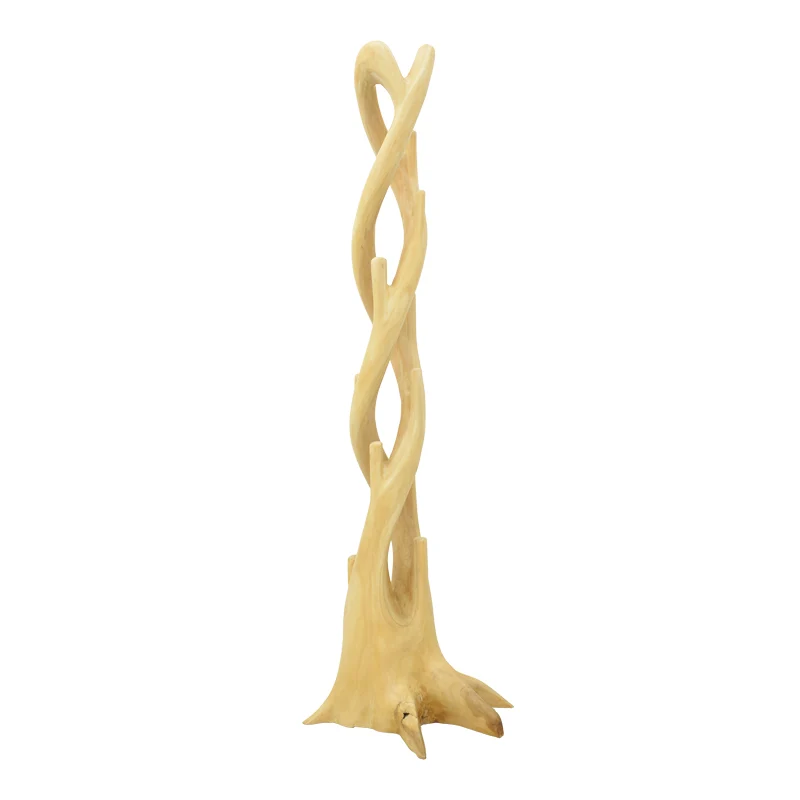 Cuier cu funcție de organizare Gantou Pakoworld, Modern, Lemn Suar, Natural, 40x40x200 cm