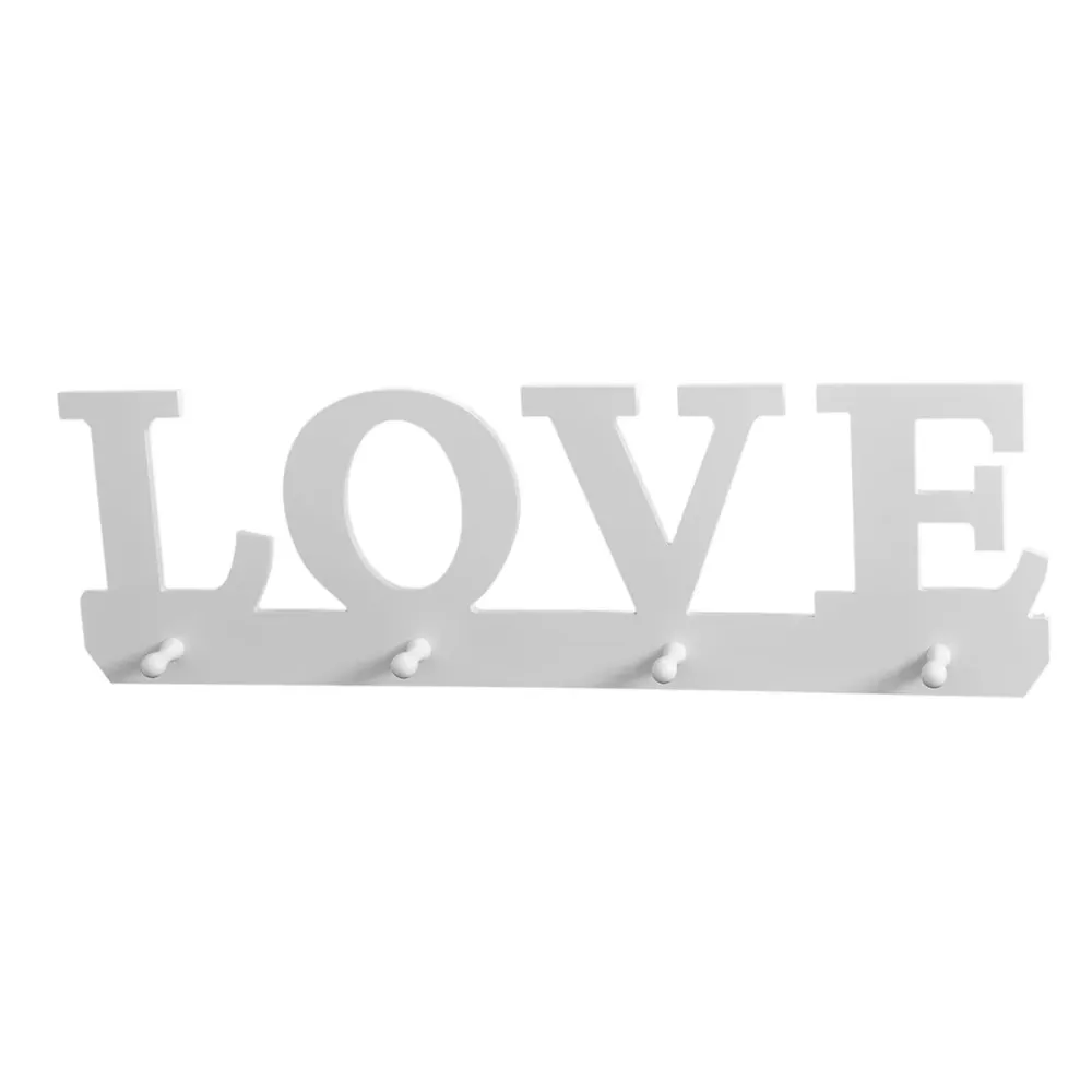 Cuier Love 4 agatatori, Naimeed D28, culoare alb, 59 x 18,5 cm