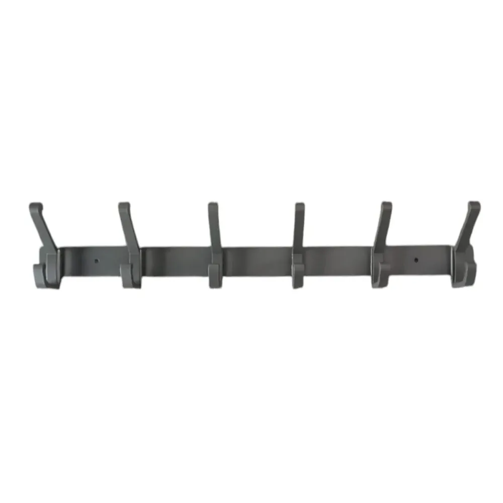 Cuier de perete modern cu 6 carlige duble, aluminiu, Naimeed D6168, Gri