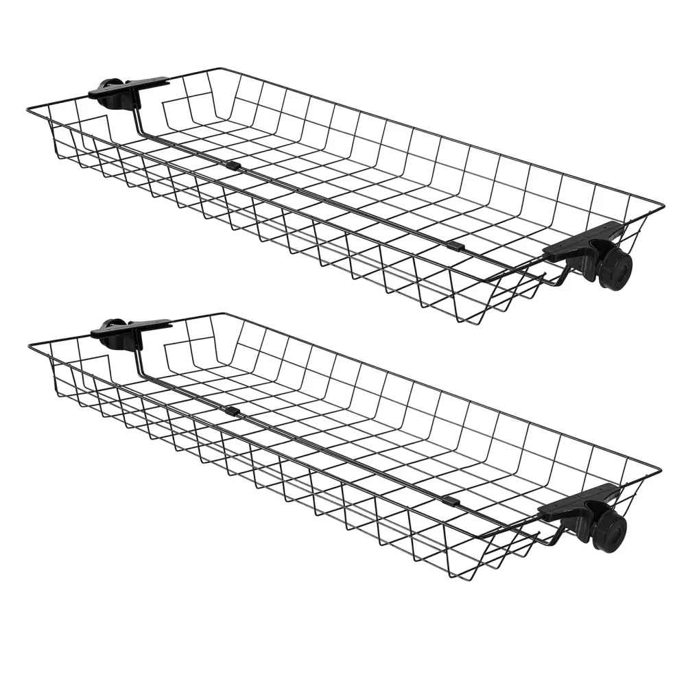 SoBuy FRG34-P02 Set de 2 coșuri metalice pentru sistem telescopic de garderobă – coșuri cu cuier și uscător