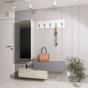Cuier haaus Diego, Stejar Alb/Antracit, 140 x 28 x 180 cm