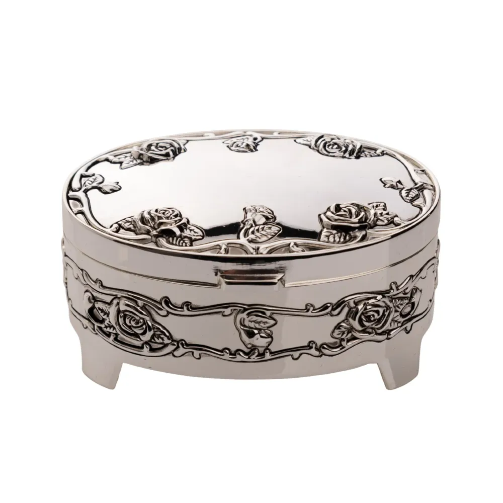 Caseta bijuterii argintata cu design trandafiri - WY2136AGG