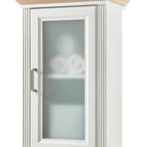 Dulap baie suspendat JASMIN, alb/stejar artisan, PAL, cu o usa, 48x33x76 cm