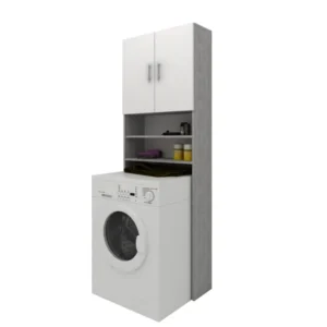 Dulap Masina de Spalat haaus Fyn, Beton/Alb, 65 x 27 x 190 cm