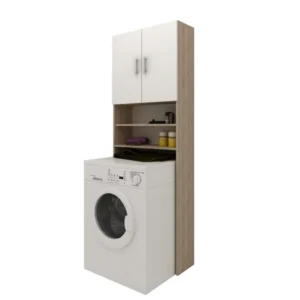 Dulap Masina de Spalat haaus Fyn, Stejar Sonoma/Alb, 65 x 27 x 190 cm