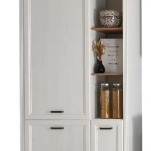 Dulap bucatarie JASMIN, alb/stejar artisan, PAL, cu 3 usi, pentru frigider, 104x60x218 cm