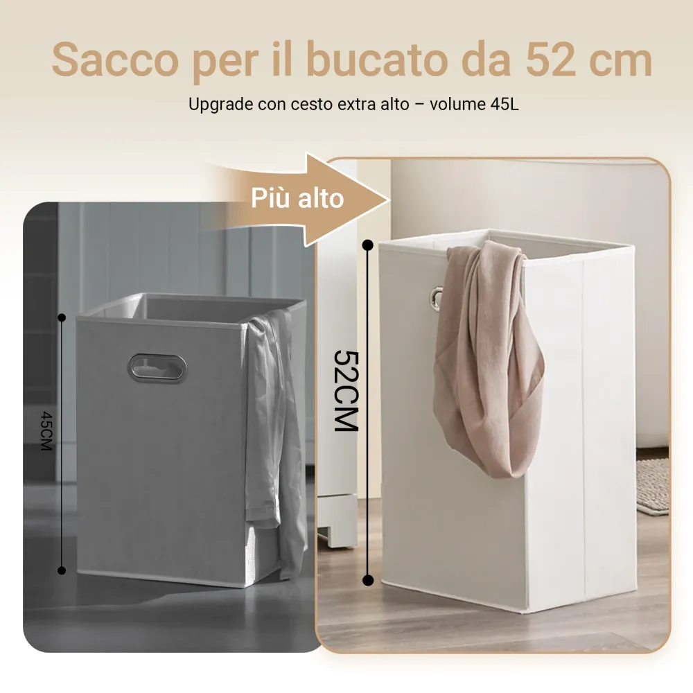 SoBuy BZR214-W Dulap de baie înalt și îngust, cu economie de spațiu, coloană, cu 1 sertar, 2 coșuri de rufe și raft detașa...