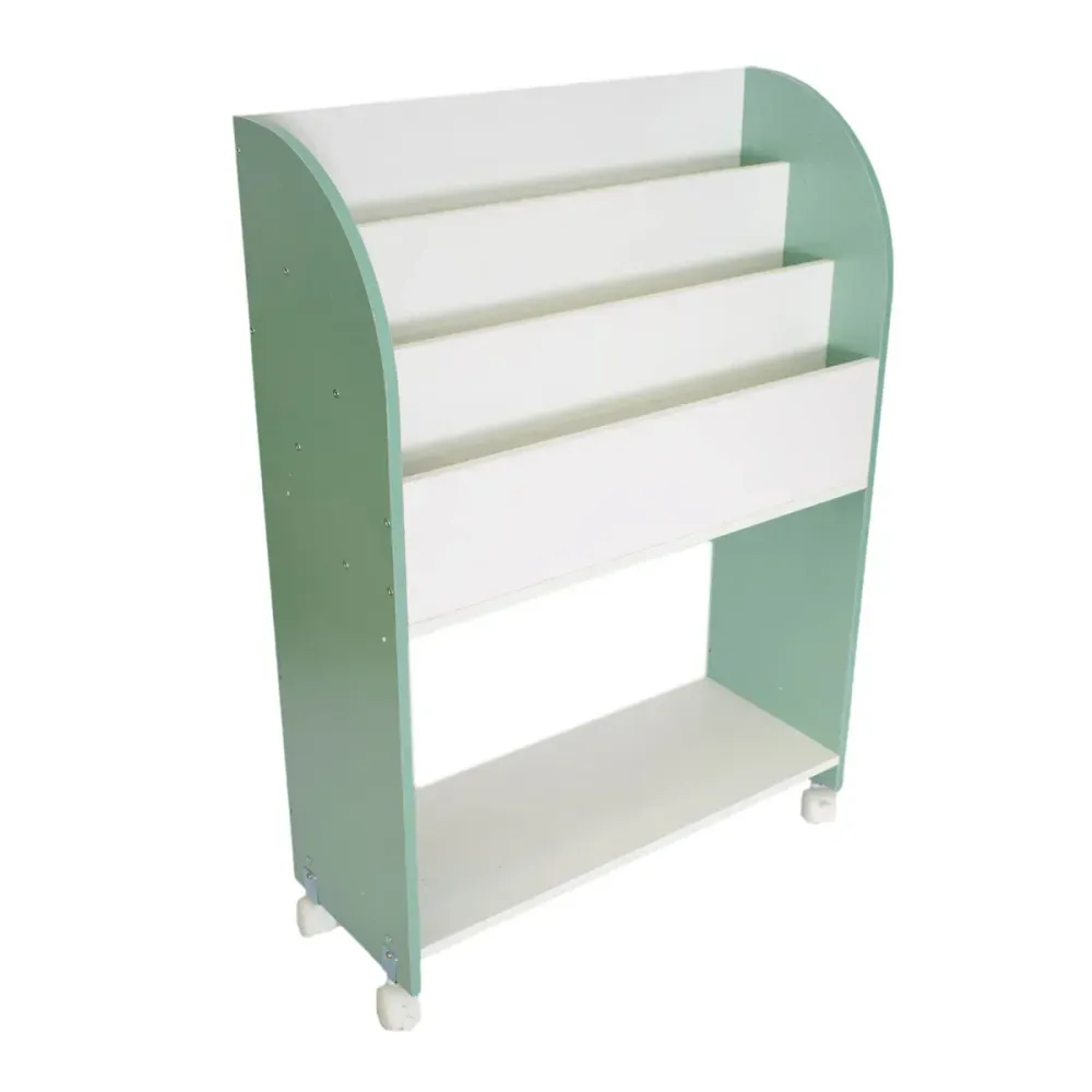 Dulap multifunctional din MDF cu roti, Naimeed D68, culoare Verde / Alb, 60 x 85 x 23.5 cm