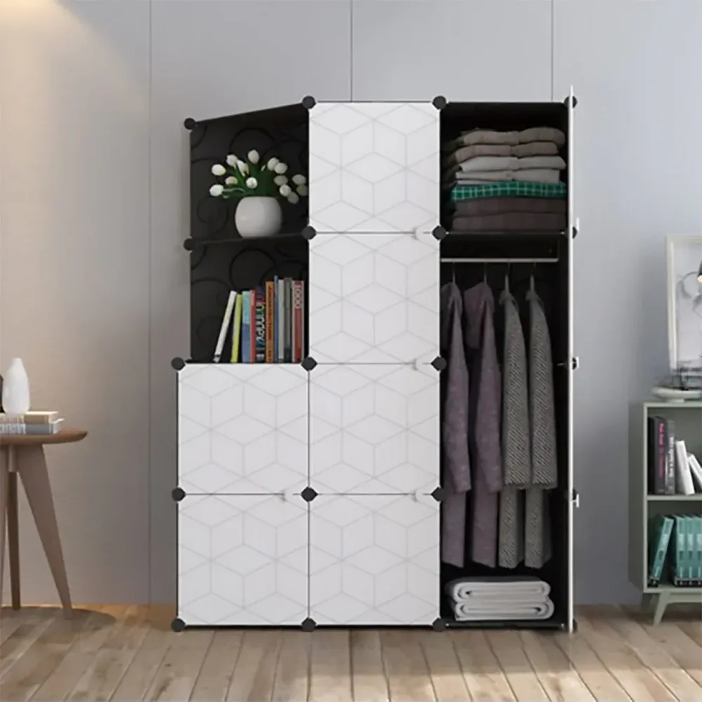 Dulap Modular, 12 Compartimente, Naimeed D2675N, Alb/Negru, 147x111x37 cm