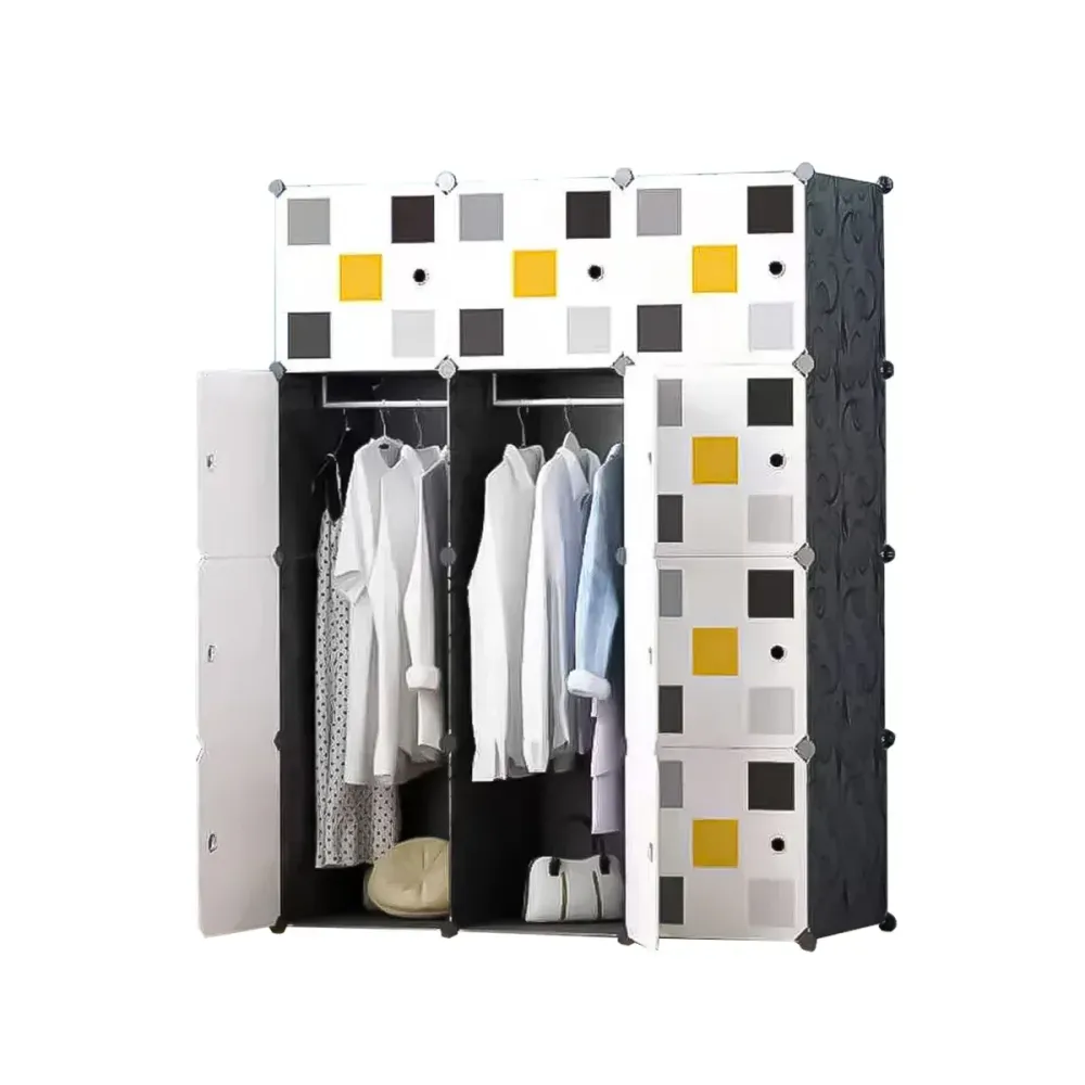 Dulap Modular, 12 Usi, D4131, Alb/Negru