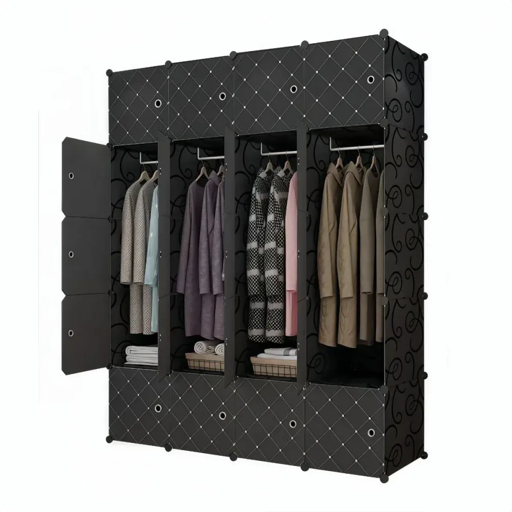 Dulap Modular, 20 Usi, Naimeed D7136, 180x145x37cm, Negru