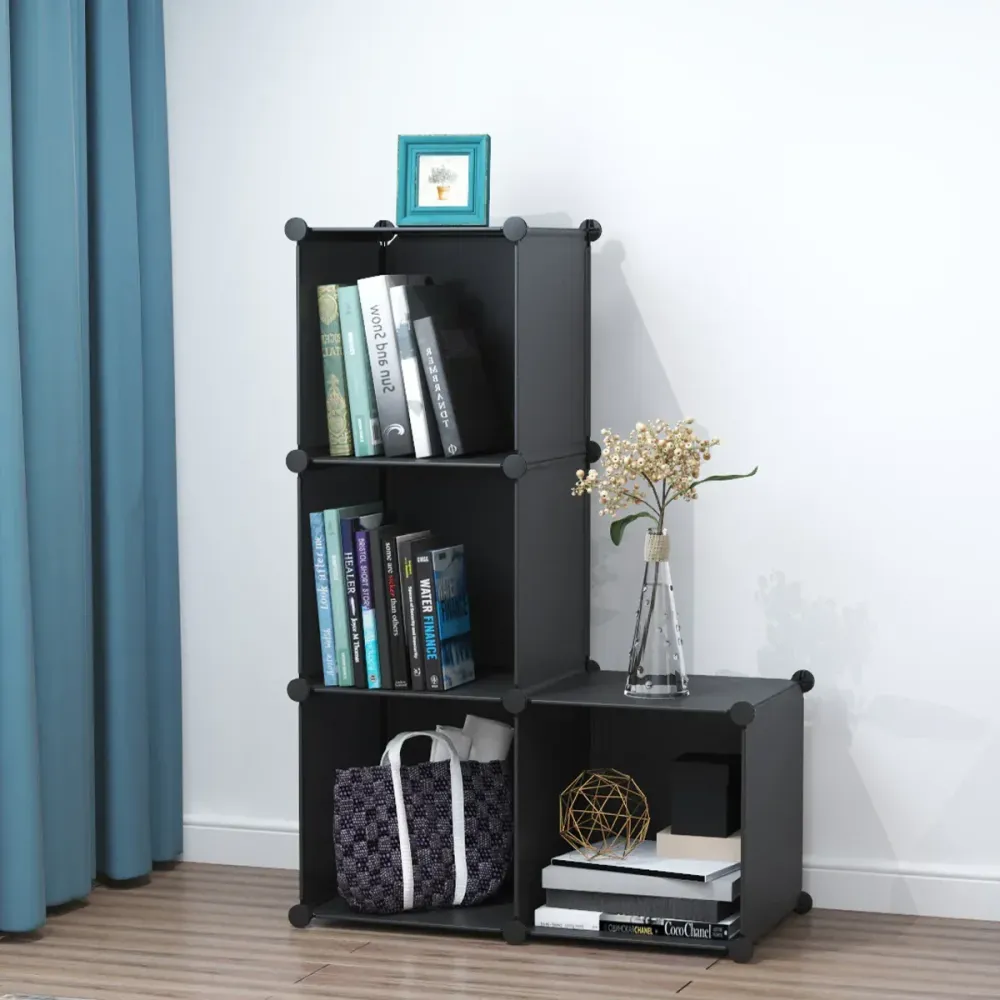 Dulap Modular, 4 Compartimente, fara usi, Naimeed D4140, Negru