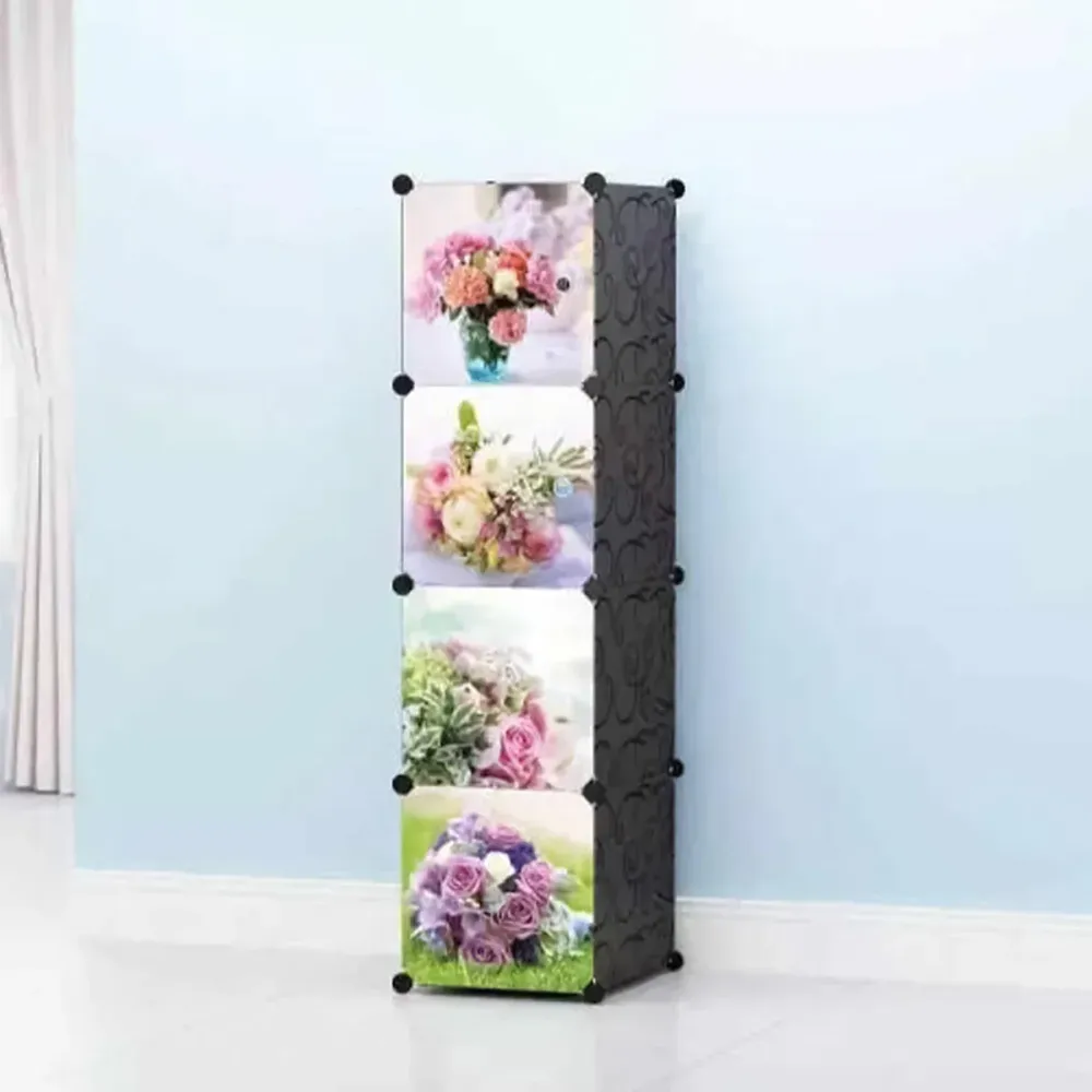 Dulap modular din plastic cu schelet metalic, D3204N, Negru