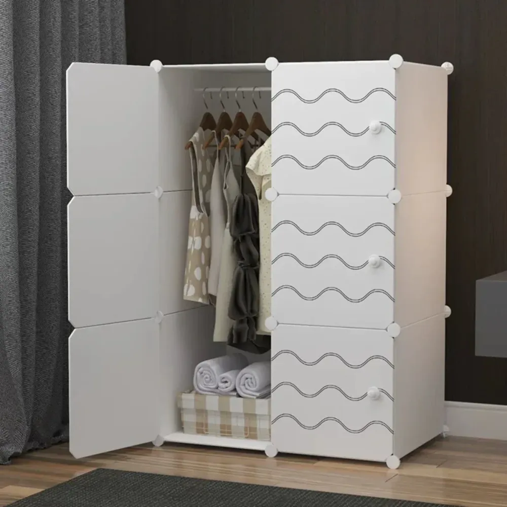 Dulap modular din plastic cu schelet metalic, D3244, culoare Alb, 110 x 75 x 37 cm