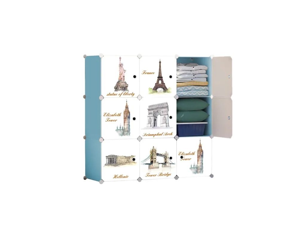Dulap modular din plastic cu schelet metalic, D3253P, culoare Roz / Alb, 110 x 110 x 37 cm