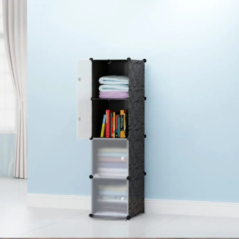 Dulap modular din plastic cu schelet metalic, D3264N, culoare Negru, 147 x 37 x 37 cm