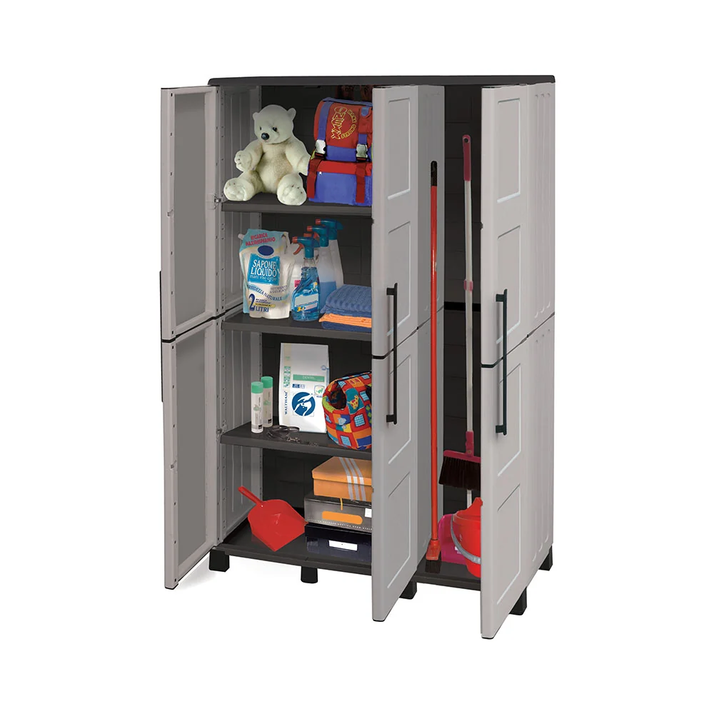 Dulap plastic 3 usi ArtPlast inalt, balamale de otel si rafturi reglabile 1020x370x1690mm