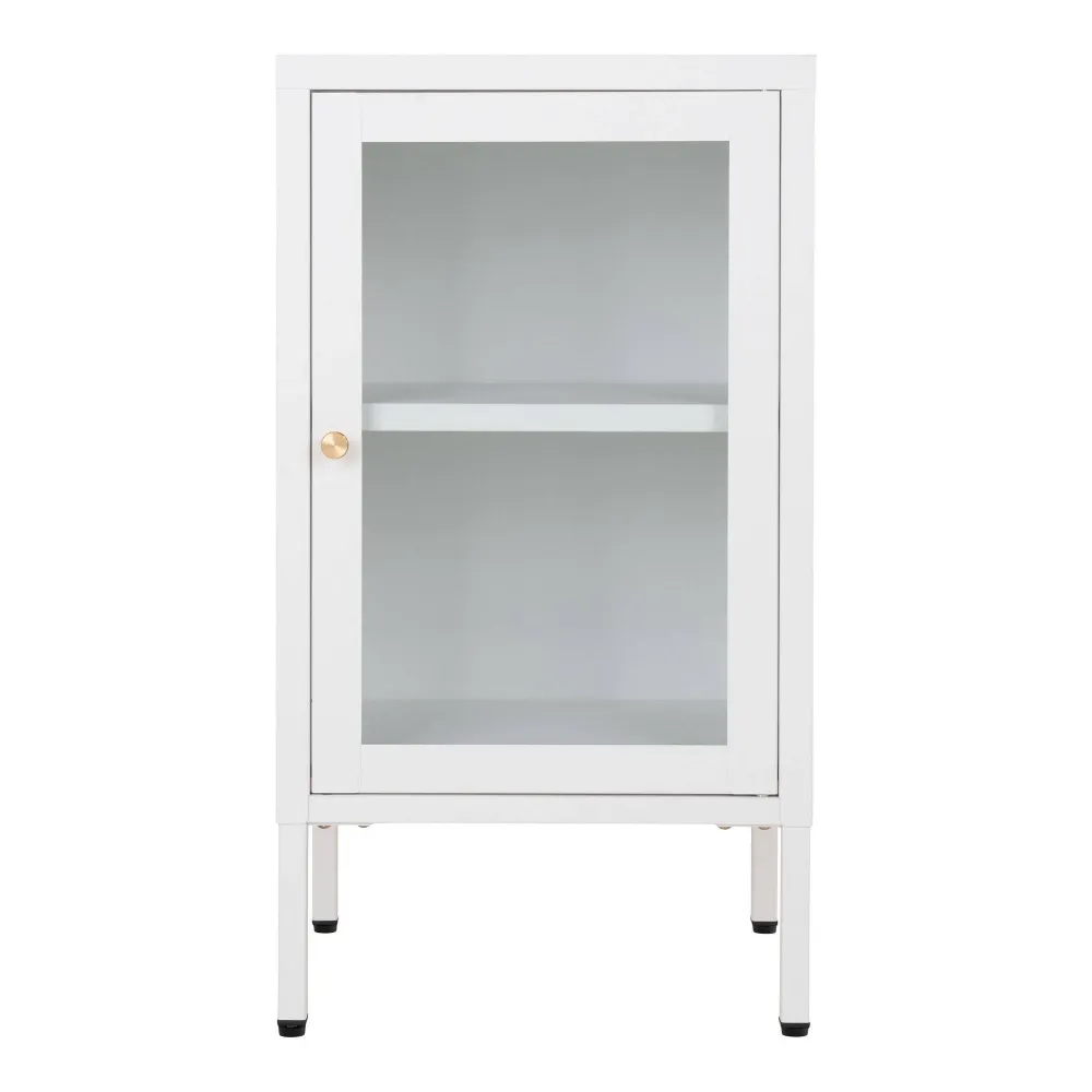Dalby Dulap cu 1 usa de sticla, otel, alb 38x35x70 cm