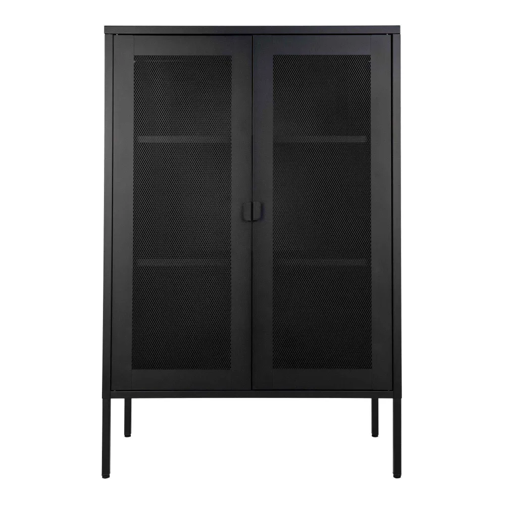 Dulap Melbourne din otel negru, cu 2 usi din plasa, 80x40x120 cm