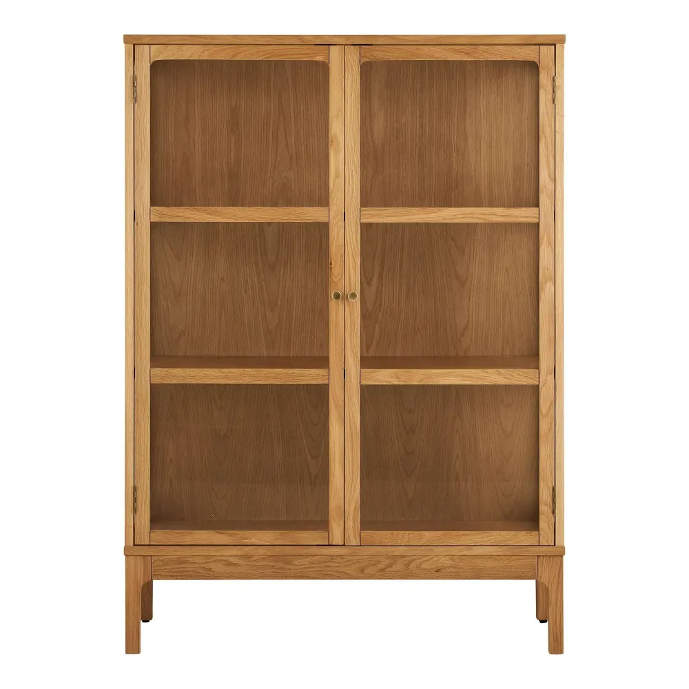 Zamora Dulap cu 2 usi de sticla, 2 rafturi, stejar/furnir de stejar/sticla calita, natur 40x90x126 cm