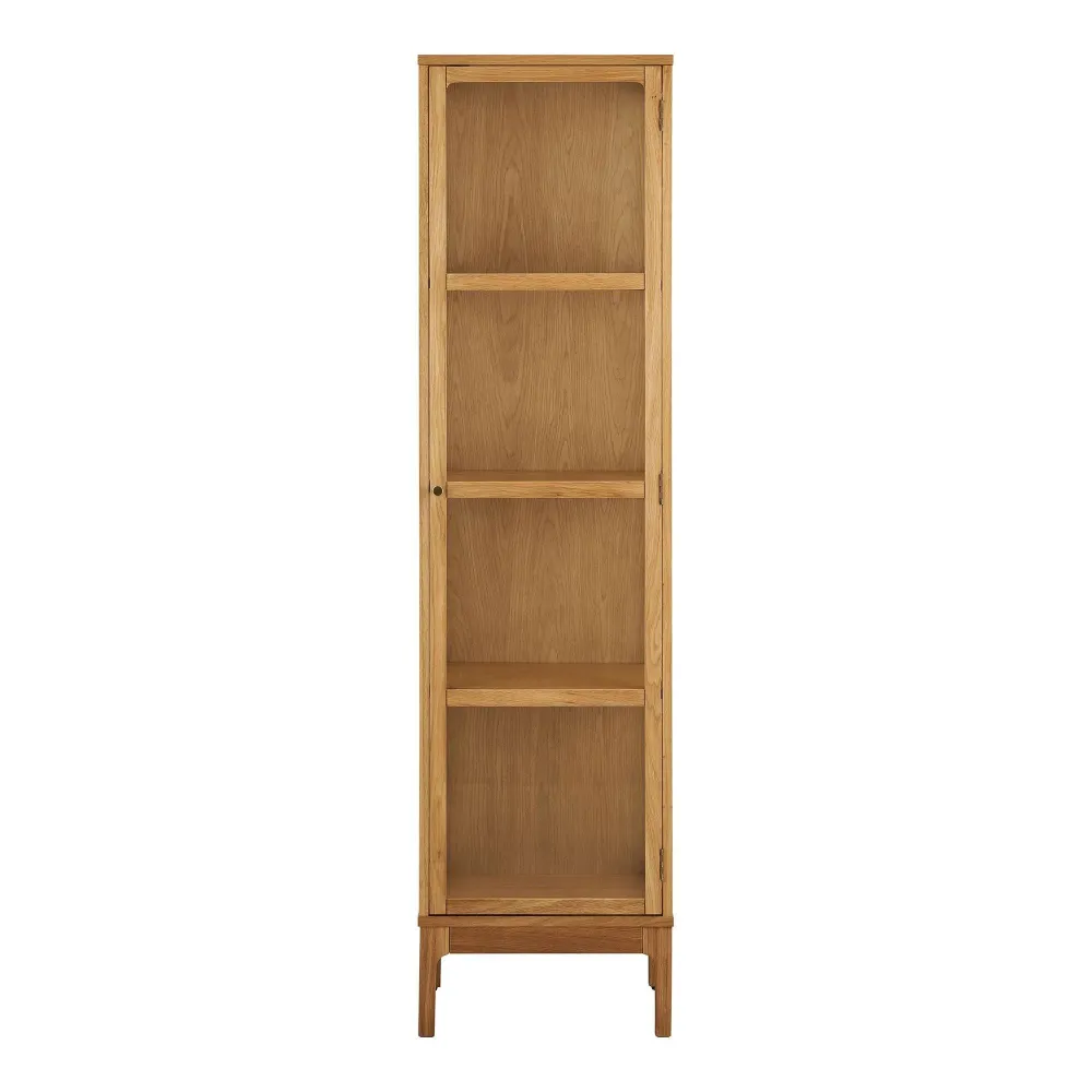 Zamora Vitrina cu 1 usa de sticla, stejar/furnir de stejar/sticla calita, natur 40x47x180 cm