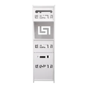 Dulapior cu un raft, compartiment pentru hartie si doua usi, Naimeed D147 PVC, culoare Alb, 25 x 90 x 25 cm