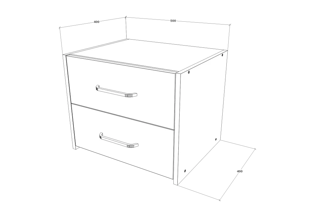 Set 2 Noptiere Malmo, 2 Sertare, Stejar Alb/Antracit, 50 x 40 x 40 cm