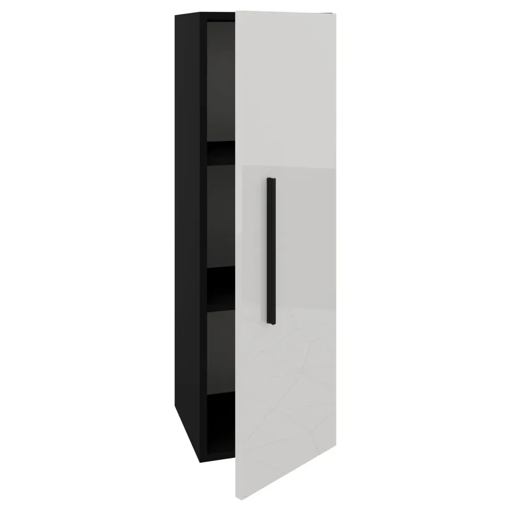 Soldat haaus Kos, O Usa, Negru/Alb Lucios, MDF, 30 x 30 x 95 cm