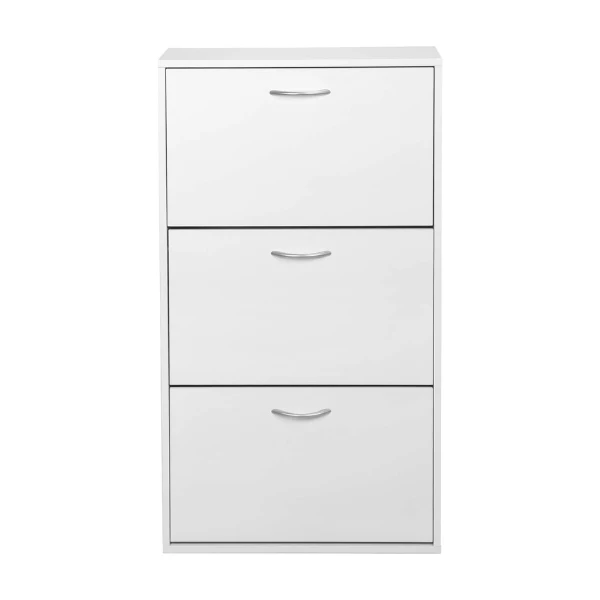 Dulap pentru pantofi, 3 clapete, alb, ingust, 60 x 105 x 22 cm