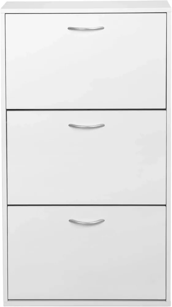 Dulap pentru pantofi, 3 clapete, alb, ingust, 60 x 105 x 22 cm