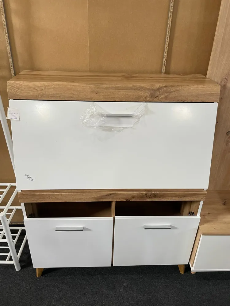 Dulap Multifuncțional în Alb și Stejar 98/124/39,6 cm