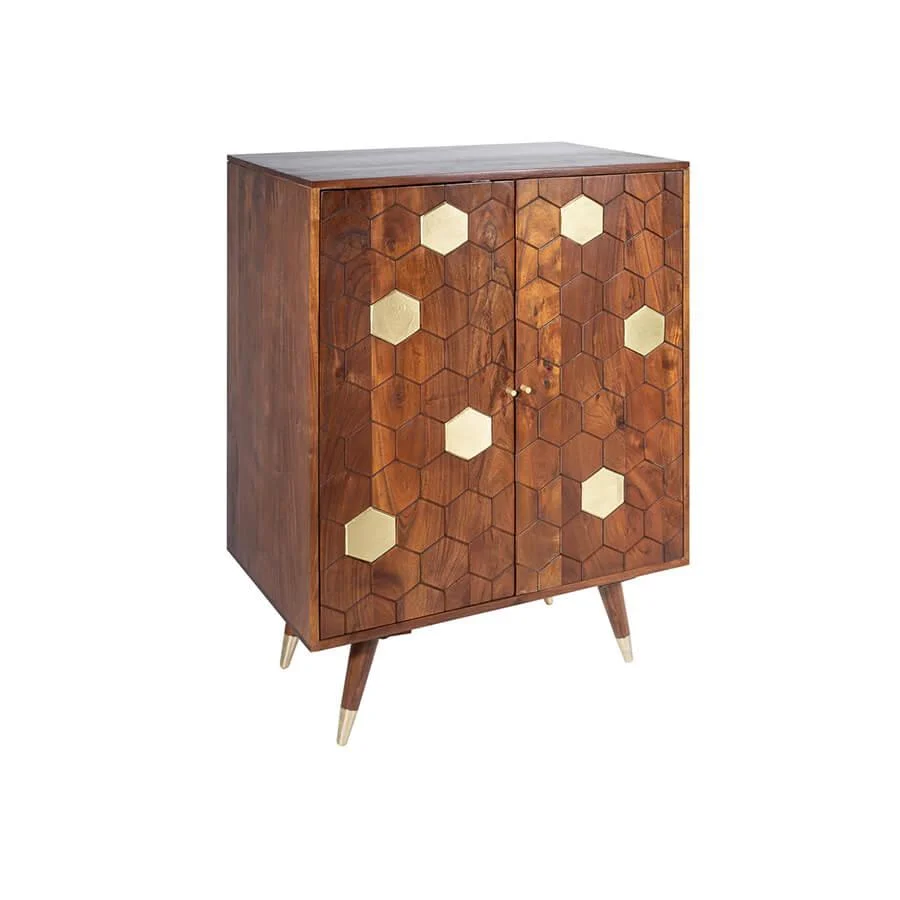 Dulapior bar maro din lemn Mystic 75 Invicta Interior