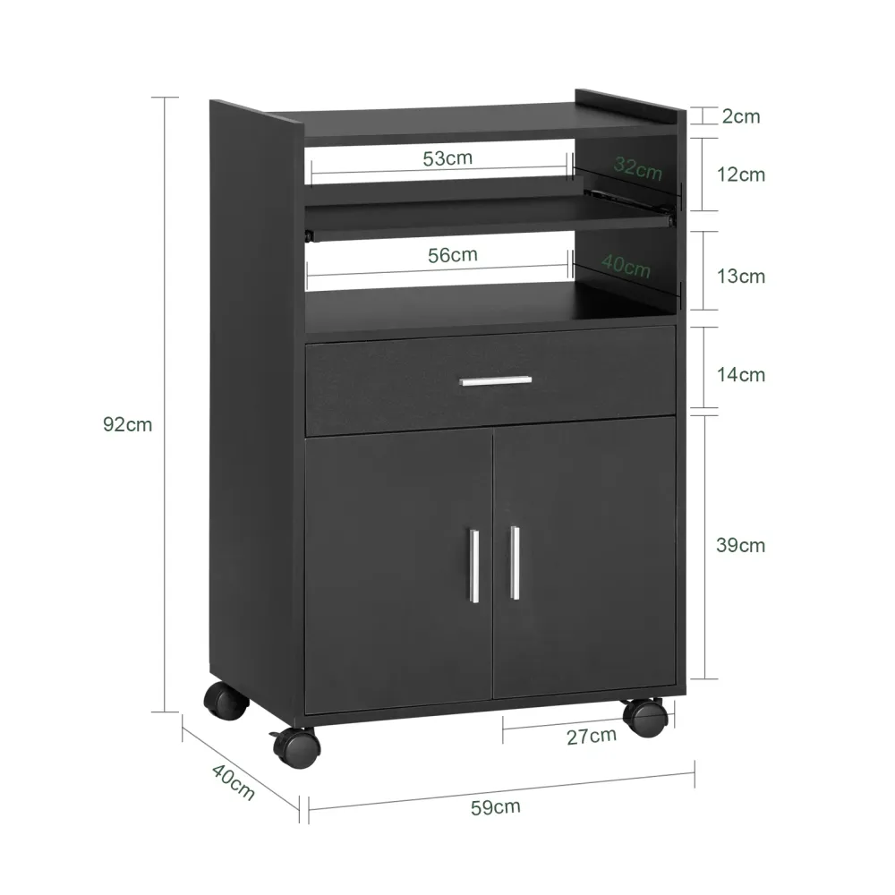 Pre-sare SoBuy FSB09-SCH Carucior de bucatarie cu roti si raft extractibil pentru cuptor cu microunde - dulap cu sertar, r...