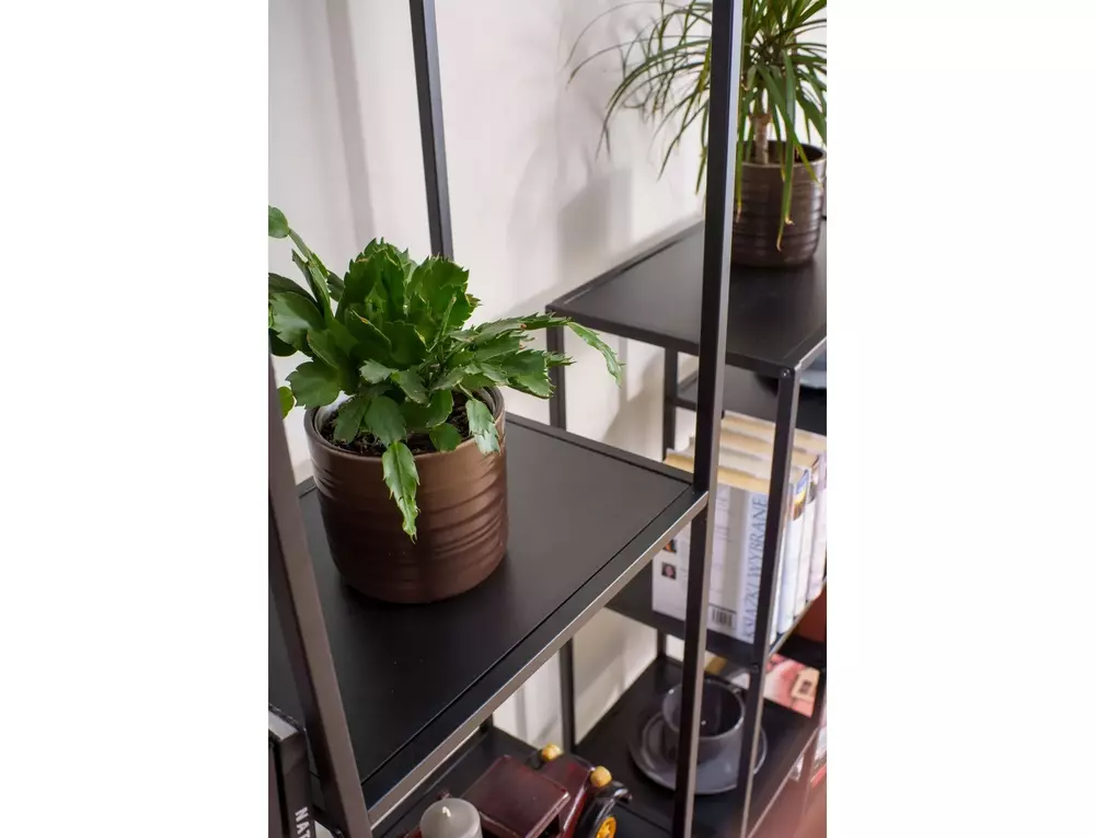 Etajera COSTA , negru mat, PAL laminat/metal, 70x30x178 cm